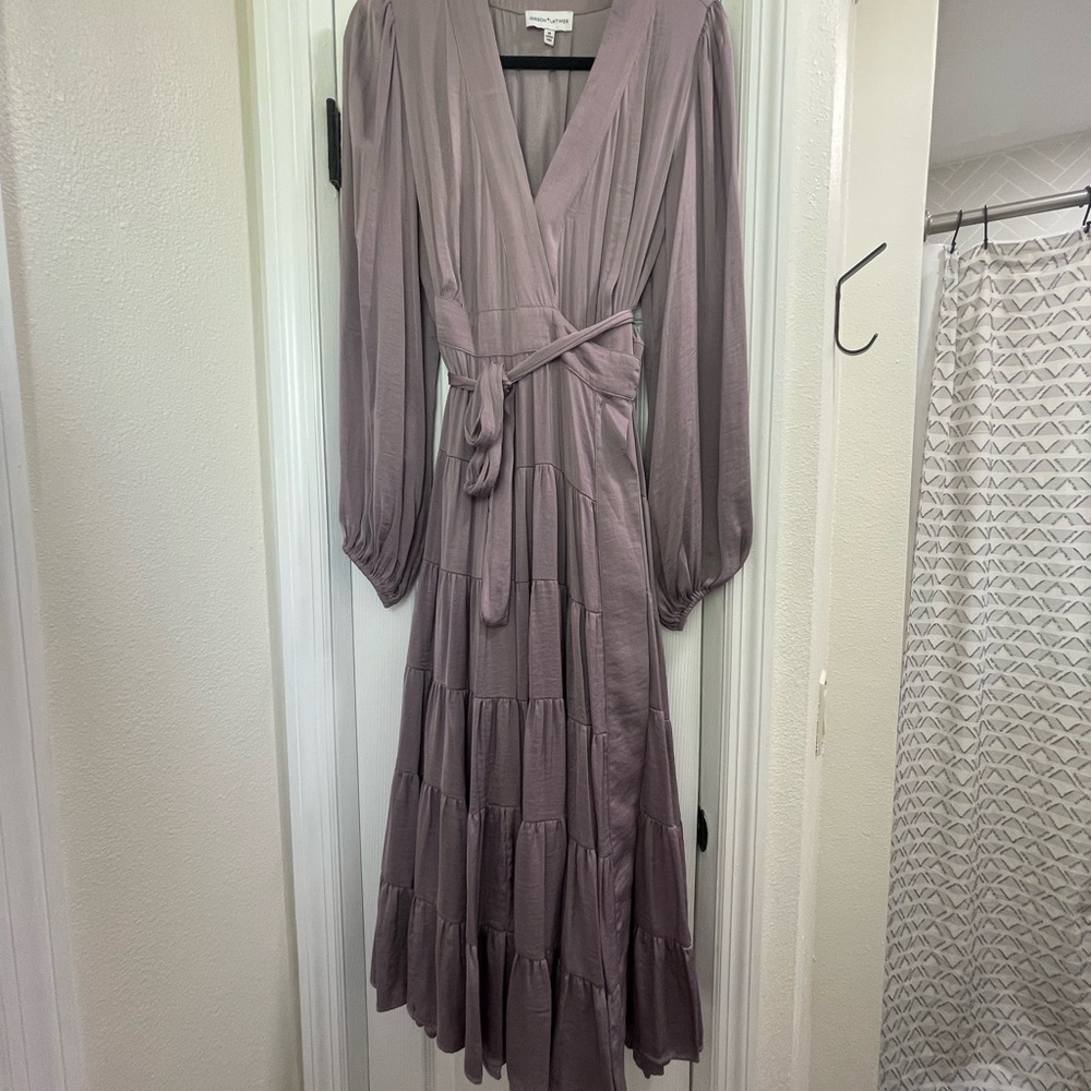 Gibson Latimer Lavender Long Sleeve Wrap Dress